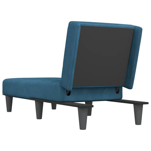 The Living Store Verstelbare Chaise Longue - Fluweel - Blauw - 55x140x70cm