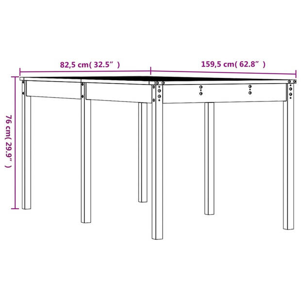 vidaXL Tuintafel 159,5x82,5x76 cm massief douglashout