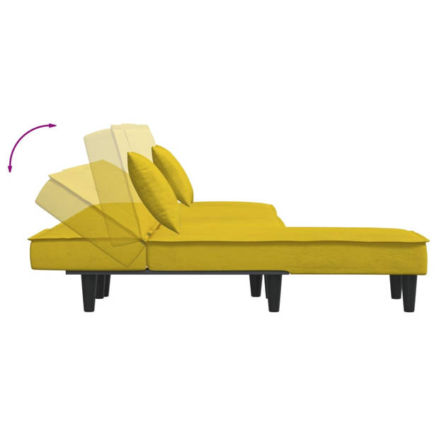 The Living Store Verstelbare Chaise Longue - Geel - Fluwelen bekleding - Multiplex frame - 55x140x70 cm