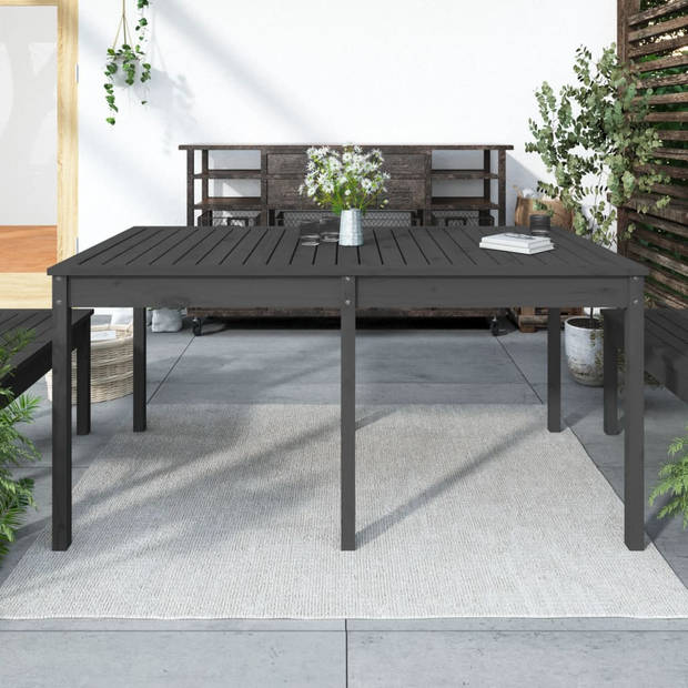 vidaXL Tuintafel 159,5x82,5x76 cm massief grenenhout grijs