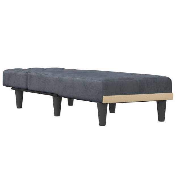 The Living Store verstelbare chaise longue - donkergrijs fluweel - 55x140x70 cm - multifunctioneel