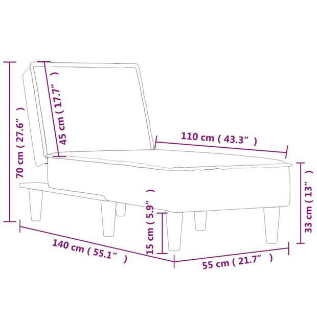 The Living Store Verstelbare Chaise Longue - Fluweel - Donkergroen - 55x140x70 cm - Multifunctioneel