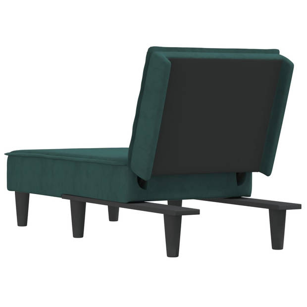 The Living Store Verstelbare Chaise Longue - Fluweel - Donkergroen - 55x140x70 cm - Multifunctioneel