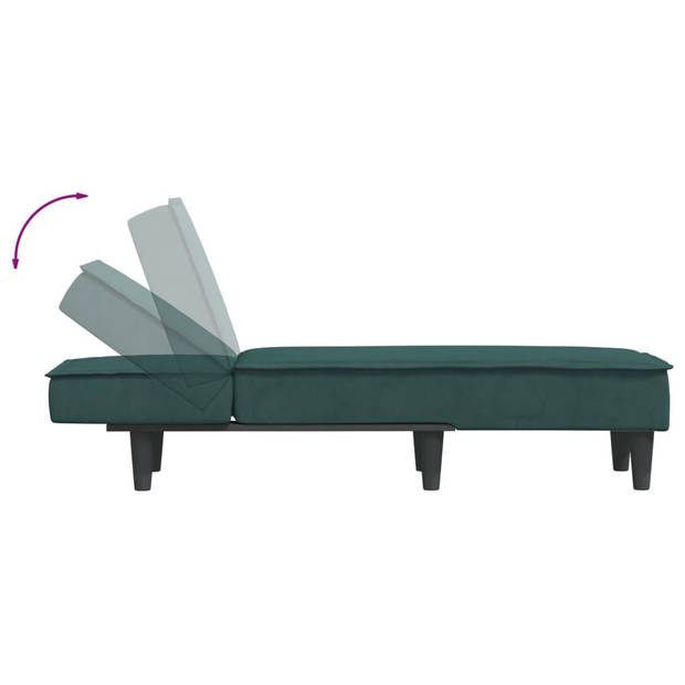 The Living Store Verstelbare Chaise Longue - Fluweel - Donkergroen - 55x140x70 cm - Multifunctioneel