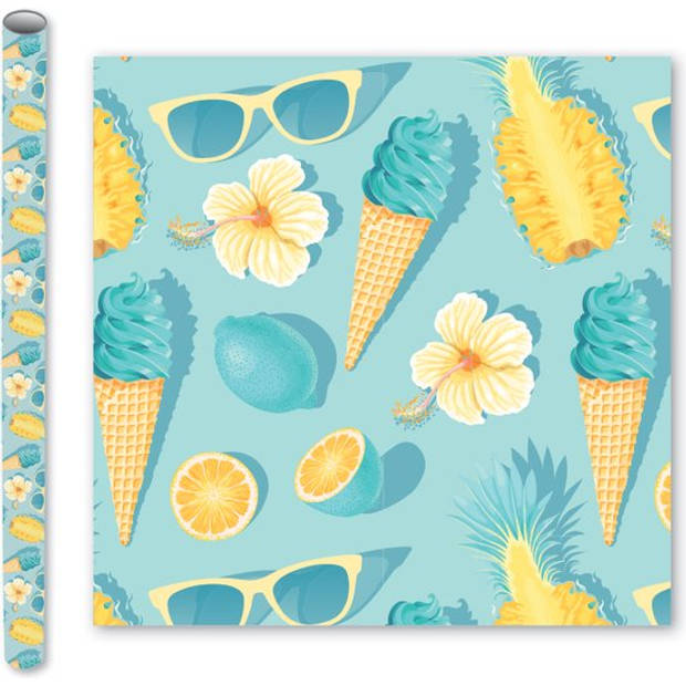 Summer - cadeaupapier inpakpapier - 2 meter x 70 cm - 4 Rollen