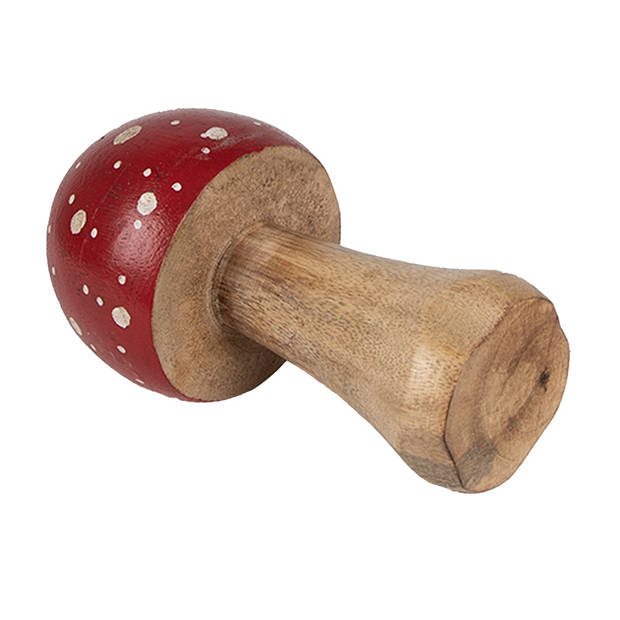 Clayre & Eef Decoratie Paddenstoel Ø 8x16 cm Rood Hout Rood