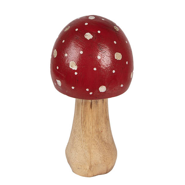 Clayre & Eef Decoratie Paddenstoel Ø 6x13 cm Rood Hout Rood