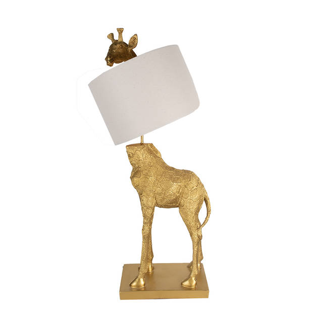 Clayre & Eef Tafellamp Giraf 39x30x85 cm Goudkleurig Kunststof Bureaulamp Goudkleurig Bureaulamp