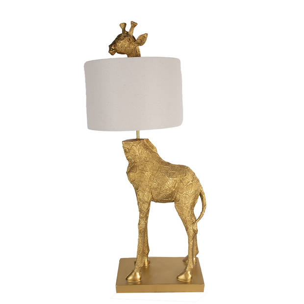 Clayre & Eef Tafellamp Giraf 39x30x85 cm Goudkleurig Kunststof Bureaulamp Goudkleurig Bureaulamp