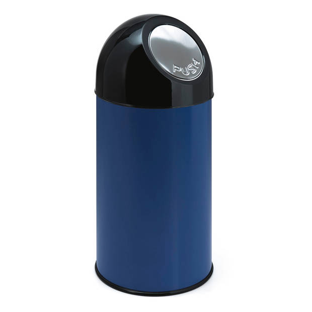 V-part - Afvalbak met pushdeksel 40 ltr - Steel Plastic - blauw, zwart