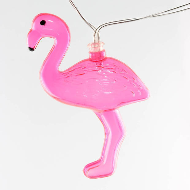 Lampen koord - flamingo LED - 10 lampjes - zonne-energie
