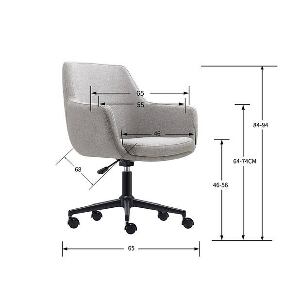 Bureaustoel/Eetkamerstoel Volos - grijs