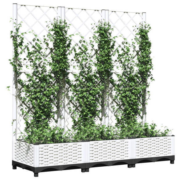 vidaXL Plantenbak met latwerk 120x40x121,5 cm polypropeen wit