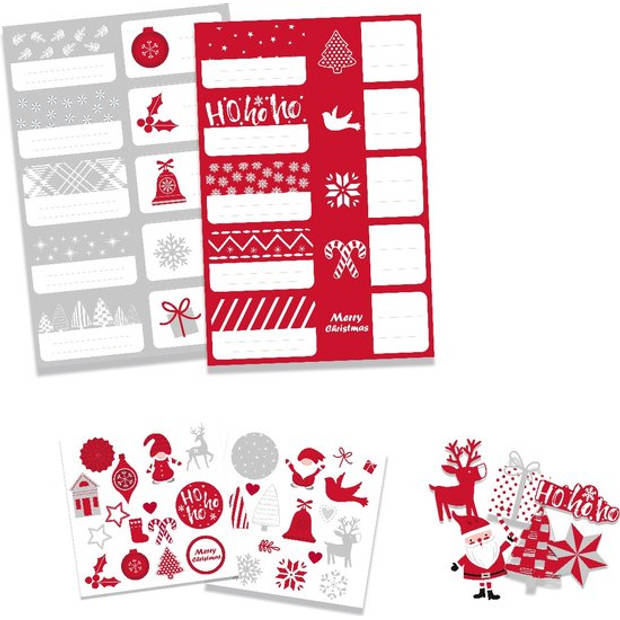 SANTAS HELPER - assortiment cadeaupapier inpakpapier voor kerst- 2 meter x 70 cm - 10 rollen - inclusief labels