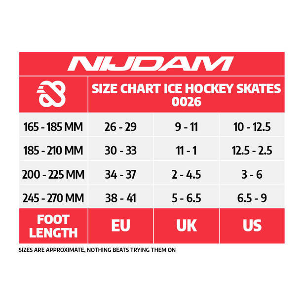 Nijdam Schaats IJshockey - Verstelbaar - Maat 38-39-40-41 - Zwart / Rood