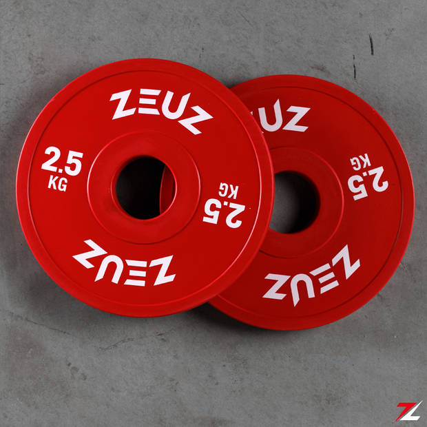 ZEUZ® Halterschijf 2 Stuks 2,5 KG – 5 KG Gewichten Set – voor 50 mm Halter – Crossfit & Fitness – Metaal & Rubber