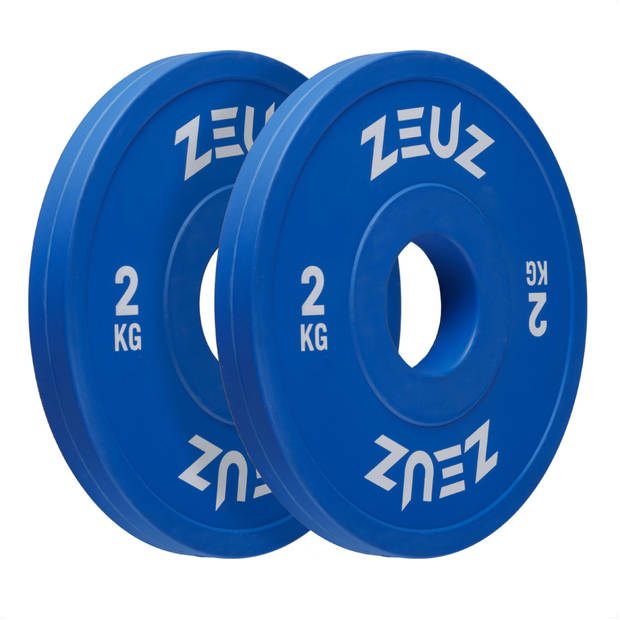 ZEUZ® Halterschijf 2 Stuks 2 KG – 4 KG Gewichten Set – voor 50 mm Halter – Crossfit & Fitness – Metaal & Rubber