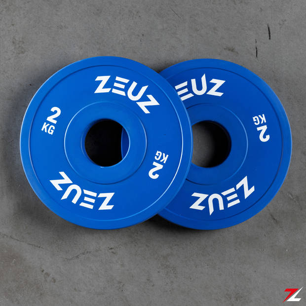 ZEUZ® Halterschijf 2 Stuks 2 KG – 4 KG Gewichten Set – voor 50 mm Halter – Crossfit & Fitness – Metaal & Rubber