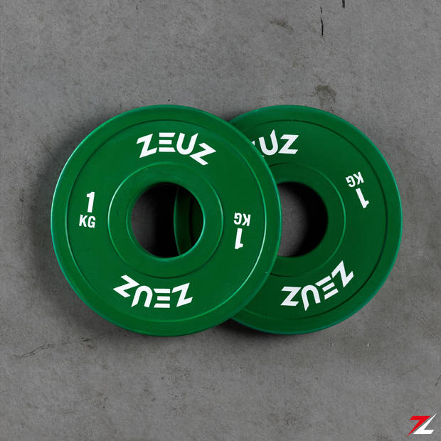 ZEUZ® Halterschijf 2 Stuks 1 KG – 2 KG Gewichten Set – voor 50 mm Halter – Crossfit & Fitness - Metaal & Rubber