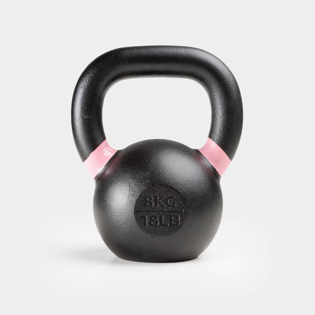 ZEUZ® Kettlebell 8 KG – Fitness, Crossfit Sport Set – Gewichten - Conditie & Krachttraining – Gietijzer – Roze