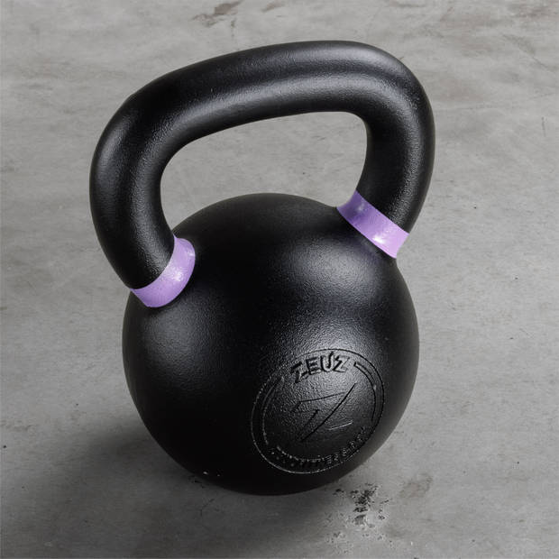 ZEUZ® Kettlebell 20 KG – Fitness, Crossfit Sport Set – Gewichten - Conditie & Krachttraining – Gietijzer – Paars