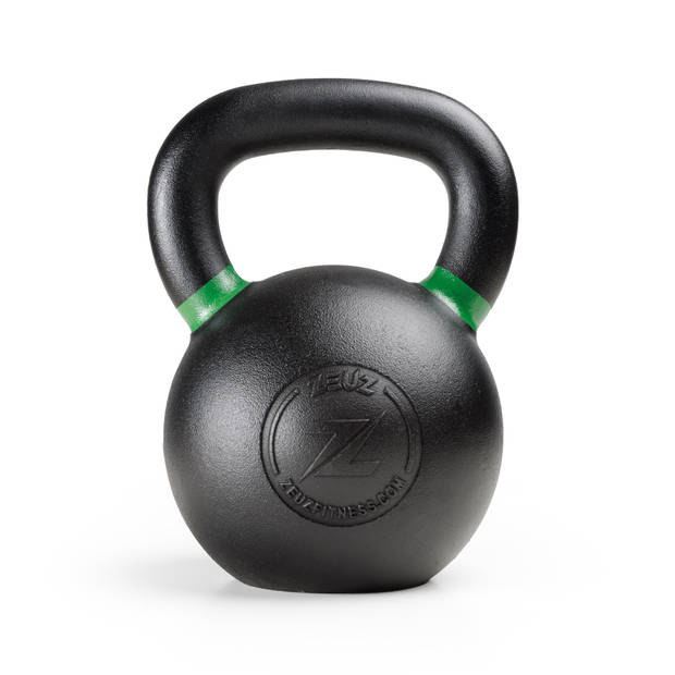 ZEUZ® Kettlebell 24 KG – Fitness, Crossfit Sport Set – Gewichten - Conditie & Krachttraining – Gietijzer – Groen