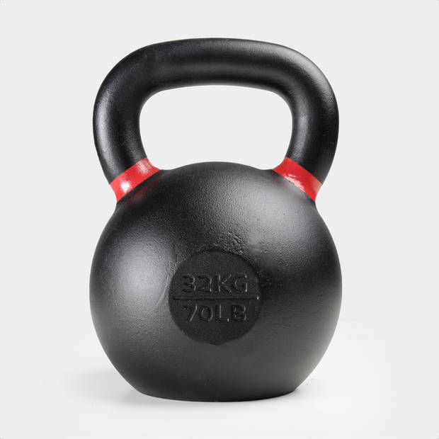 ZEUZ® Kettlebell 32 KG – Fitness, Crossfit Sport Set – Gewichten - Conditie & Krachttraining – Gietijzer – Rood