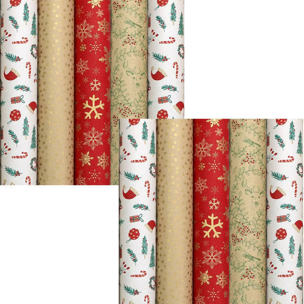 WINTER GARDEN cadeaupapier - kerstpapier inpakpapier - 2 meter x 70 cm - 10 rollen