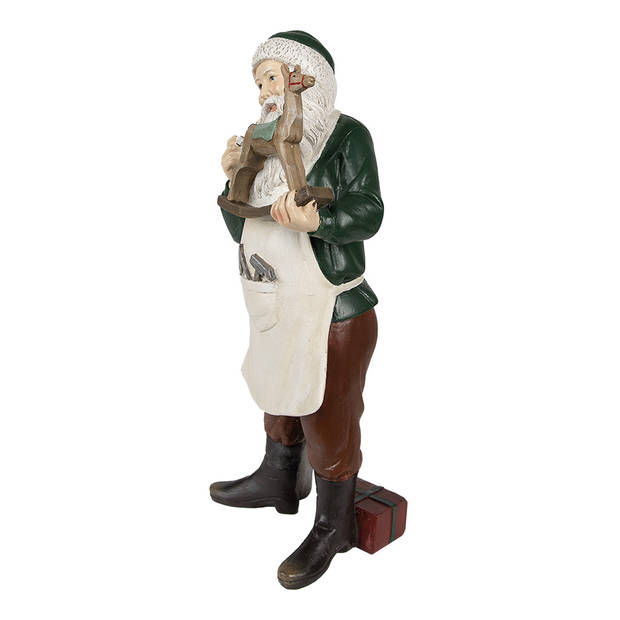 Clayre & Eef Beeld Kerstman 13x10x31 cm Groen Polyresin Groen