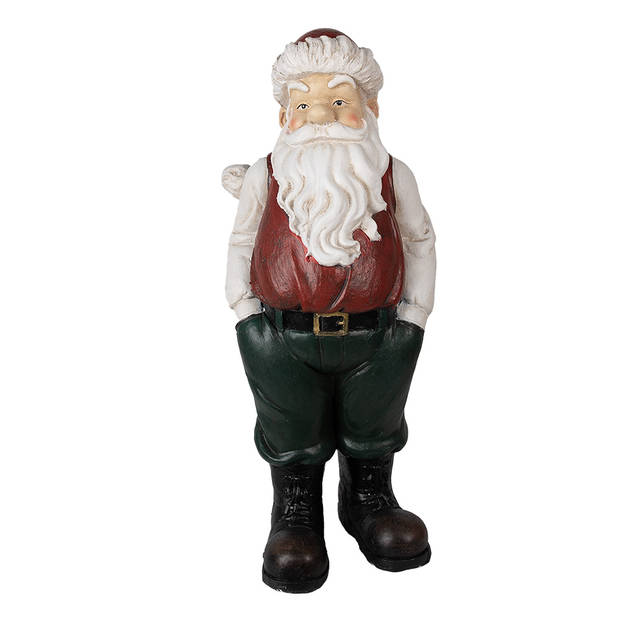 Clayre & Eef Beeld Kerstman 26x25x51 cm Rood Polyresin Kerstdecoratie Rood Kerstdecoratie