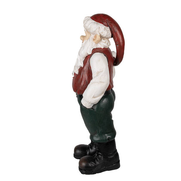 Clayre & Eef Beeld Kerstman 26x25x51 cm Rood Polyresin Kerstdecoratie Rood Kerstdecoratie