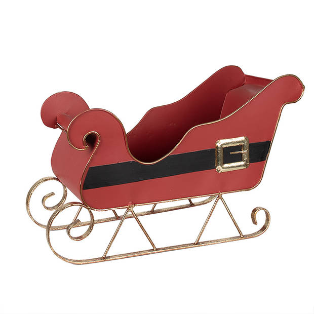 Clayre & Eef Decoratie Slee 45x21x28 cm Rood Metaal Kerstdecoratie Rood Kerstdecoratie