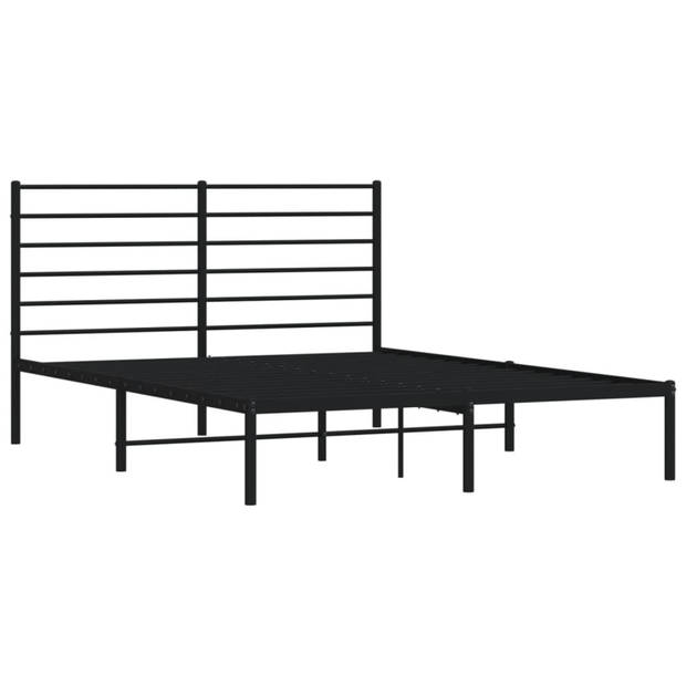 vidaXL Bedframe met hoofdbord metaal zwart 150x200 cm