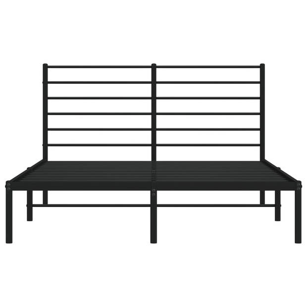 vidaXL Bedframe met hoofdbord metaal zwart 150x200 cm