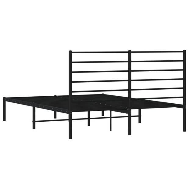 vidaXL Bedframe met hoofdbord metaal zwart 150x200 cm