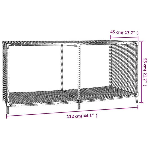 vidaXL Opbergschappen 2 st poly rattan grijs