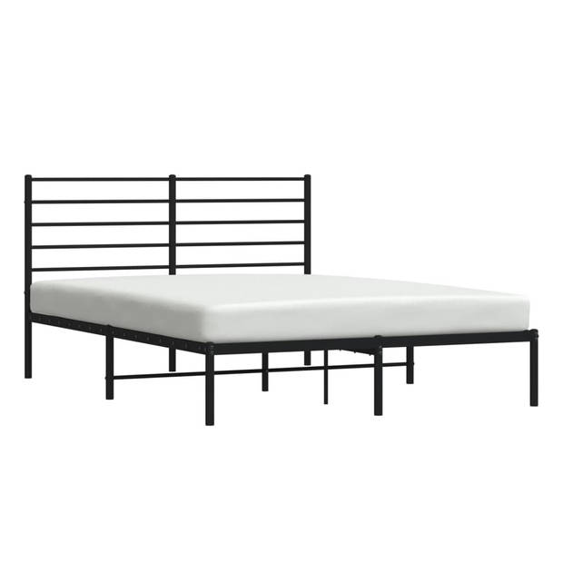 vidaXL Bedframe met hoofdbord metaal zwart 140x200 cm