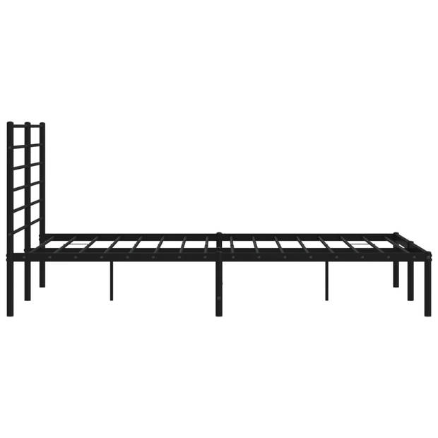 vidaXL Bedframe met hoofdbord metaal zwart 150x200 cm