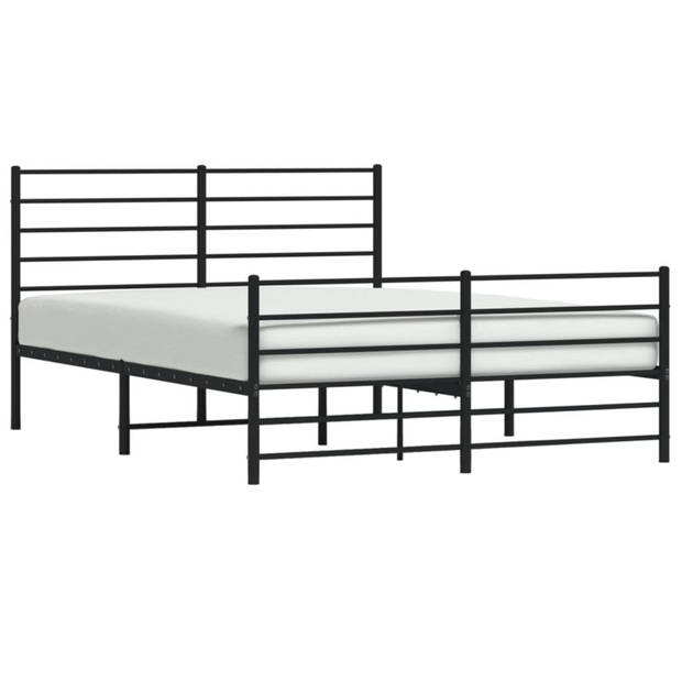 vidaXL Bedframe met hoofd- en voeteneinde metaal zwart 135x190 cm