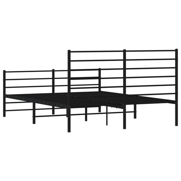 vidaXL Bedframe met hoofd- en voeteneinde metaal zwart 140x190 cm