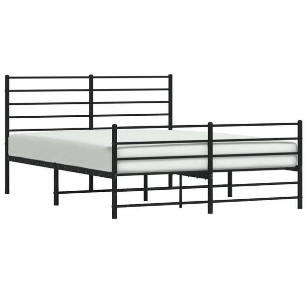 vidaXL Bedframe met hoofd- en voeteneinde metaal zwart 140x200 cm