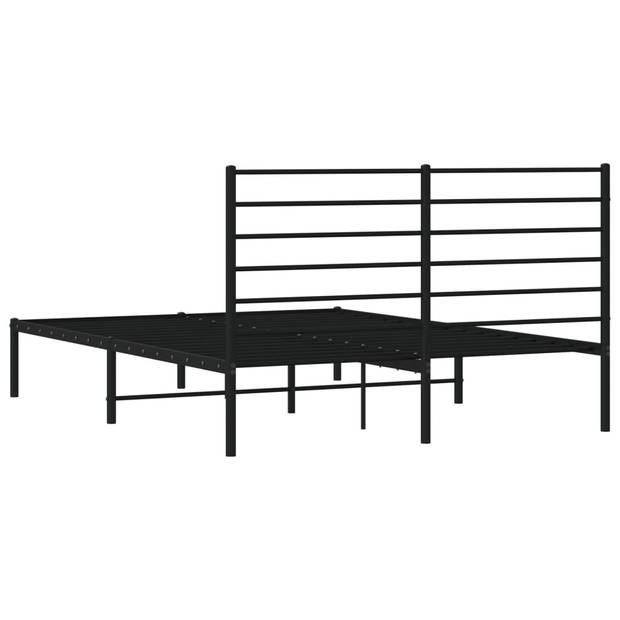 vidaXL Bedframe met hoofdbord metaal zwart 140x200 cm