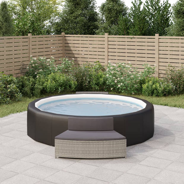 vidaXL Spa-bankjes met kussens 2 st poly rattan grijs