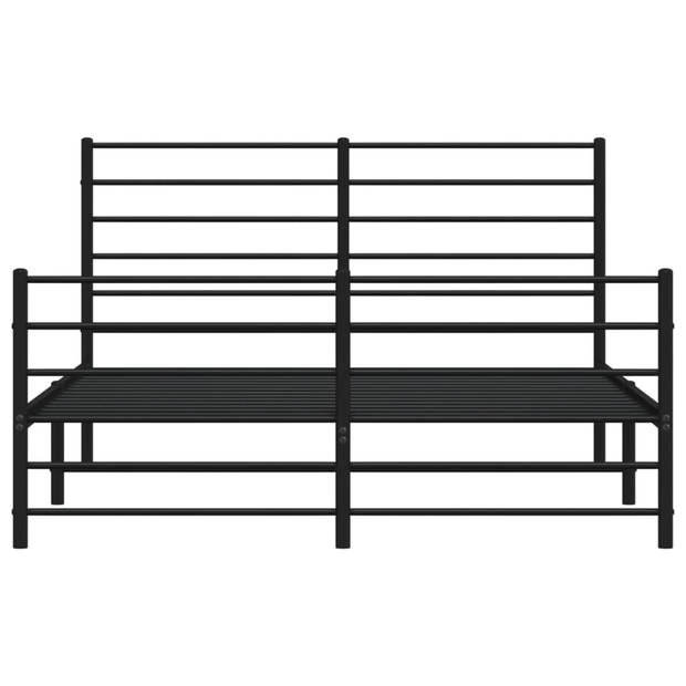 vidaXL Bedframe met hoofd- en voeteneinde metaal zwart 135x190 cm