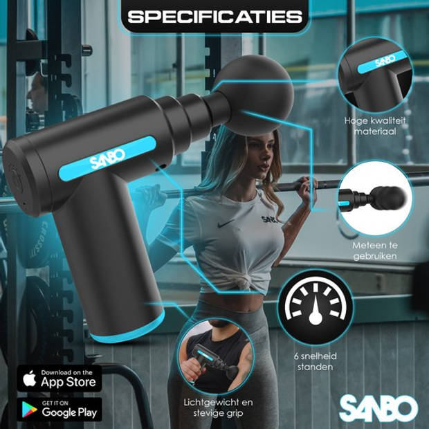 Sanbo Massage Gun Mini - Sport en Relax Massage apparaat - Massage Pistool - Inclusief Koffer - Met 5 opzetstukken