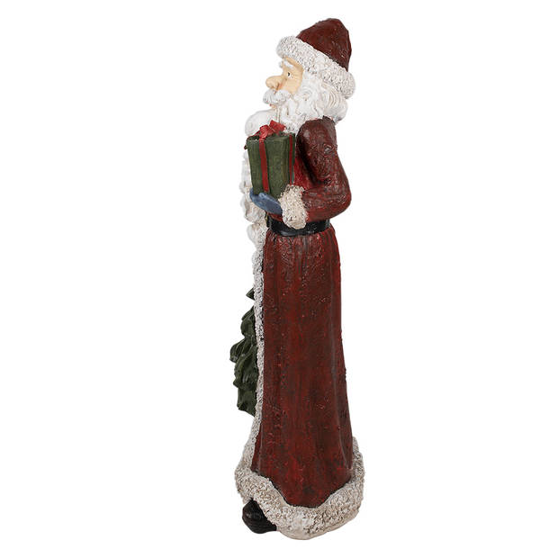 Clayre & Eef Beeld Kerstman 45x33x104 cm Rood Polyresin Kerstdecoratie Rood Kerstdecoratie