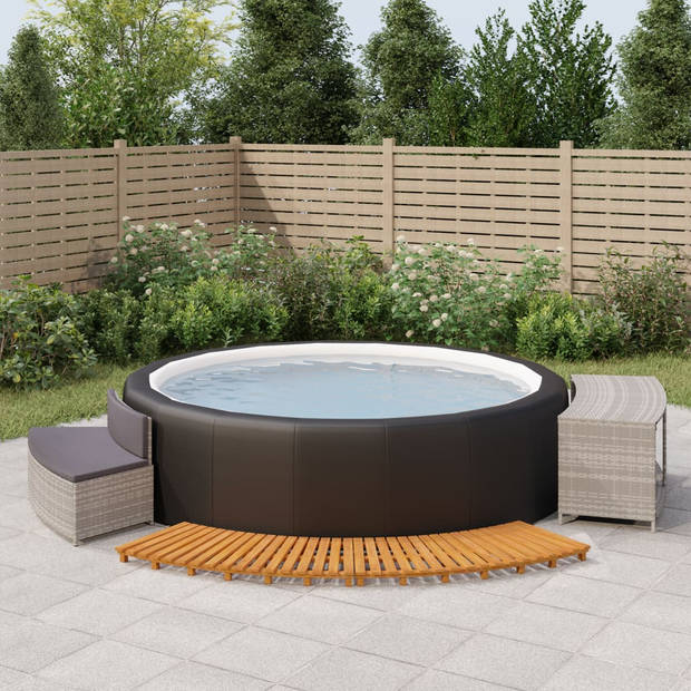 vidaXL Hottub-ombouw poly rattan massief acaciahout grijs