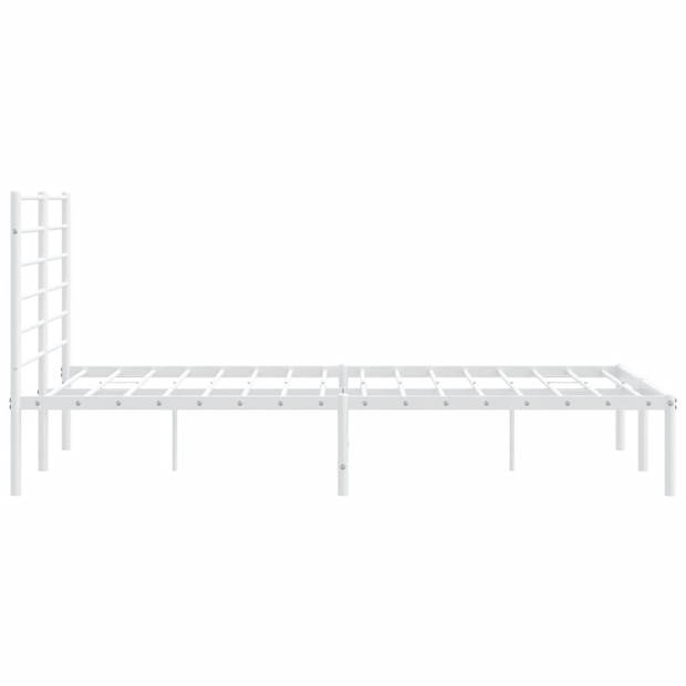 vidaXL Bedframe met hoofdbord metaal wit 120x190 cm