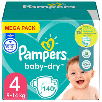 Pampers - Baby Dry - Maat 4 - Mega Pack - 140 luiers - 9/14 KG
