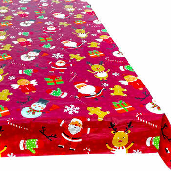 Kerst tafelkleed - Polyethyleen - Afneembaar - 140 x 230 cm - Rood